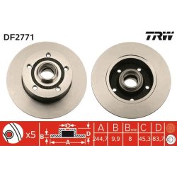 Brake Disc TRW DF2771 OE Ref 8DO 615 601 B