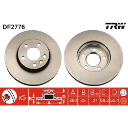 Brake Disc TRW DF2776 OE Ref 95WX-1125-BC