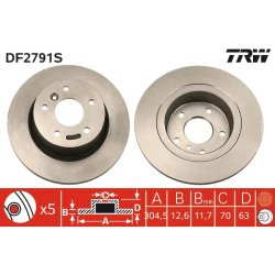Brake Disc TRW DF2791S OE Ref 1H4Z2A315AA