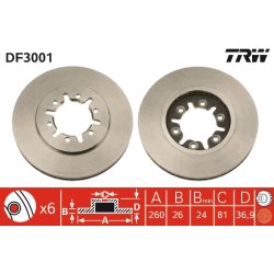 Brake Disc TRW DF3001 OE Ref 40206-09G03