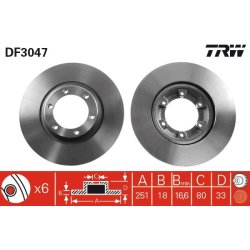 Disque de frein TRW DF3047 pour BEDFORD, HOLDEN, ISUZU, VAUXHALL OE 4294002