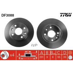 Brake Disc TRW DF3088 OE Ref NA01-26-251