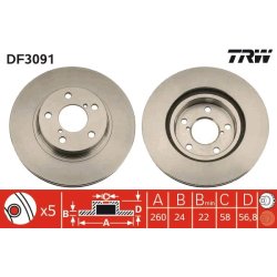 Brake Disc TRW DF3091 OE Ref 26300AE040