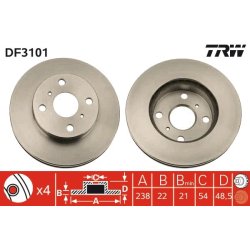 Brake Disc TRW DF3101 OE Ref 43512-22060