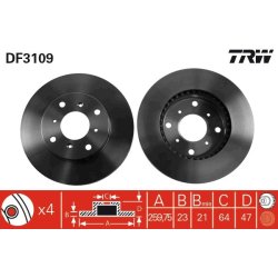 Brake Disc TRW DF3109 OE Ref 45251-S0A-940