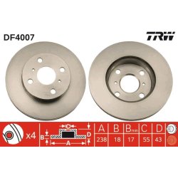 Brake Disc TRW DF4007 OE Ref 43512-16070