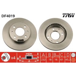 Brake Disc TRW DF4019 OE Ref 40206-0M601