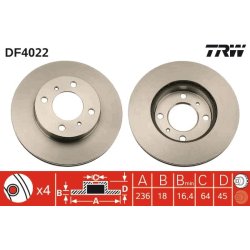 Brake Disc TRW DF4022 OE Ref MR449769