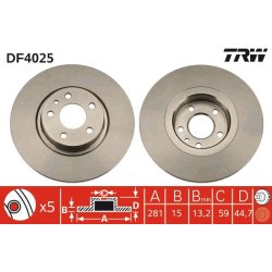 Brake Disc TRW DF4025 OE Ref 71739641