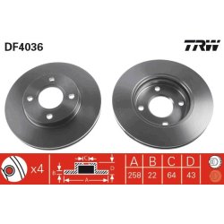 Brake Disc TRW DF4036 OE Ref 7S61-1125-BA