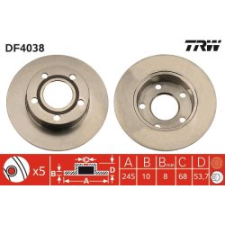 Disque de frein TRW DF4038 pour AUDI A6 OE 4BO615601