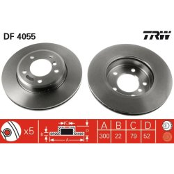 Disque de frein TRW DF4055 pour BMW Série 3, Z3, Z4, référence d'origine 1164539 TRW