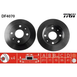 Disque de frein TRW DF4070 pour DAIHATSU, PERODUA OE 43512-97204-000