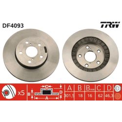 Brake Disc TRW DF4093 OE Ref 43512-42010