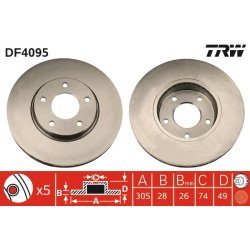 Disque de frein TRW DF4095 pour DAIMLER, JAGUAR OE JLM20150