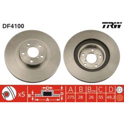 Brake Disc TRW DF4100 OE Ref 43512-20640