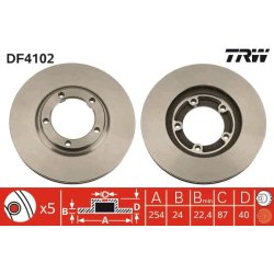 Brake Disc TRW DF4102 OE Ref 58129-4A000