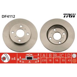 Brake Disc TRW DF4112 OE Ref 43512-0D010