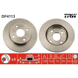 Brake Disc TRW DF4113 OE Ref 43512-10160