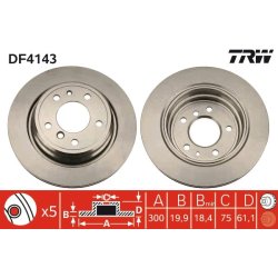 Disque de frein TRW DF4143 pour BMW Série 5, référence OE 1165265