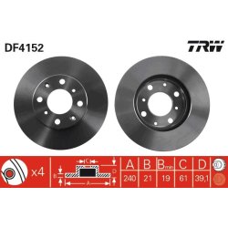Brake Disc TRW DF4152 OE Ref 45251-SEL-T10