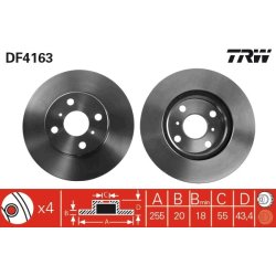 Brake Disc TRW DF4163 OE Ref 43512-0D050