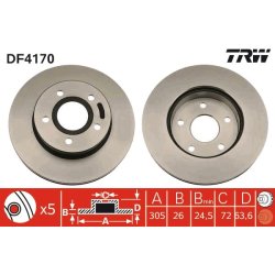 Brake Disc TRW DF4170 OE Ref 52098672