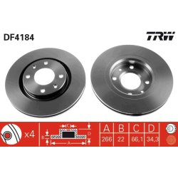 Brake Disc TRW DF4184 OE Ref V092