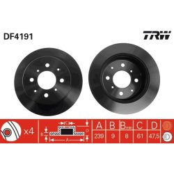 Brake Disc TRW DF4191 OE Ref 42510SR3J00HS