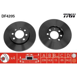 Brake Disc TRW DF4205 OE Ref 8Z0 615 301 C