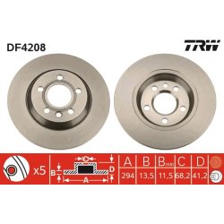 Brake Disc TRW DF4208 OE Ref 1140278