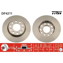 Brake Disc TRW DF4211 OE Ref 8E0 615 601 D