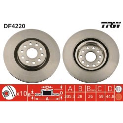 Brake Disc TRW DF4220 OE Ref 46776750