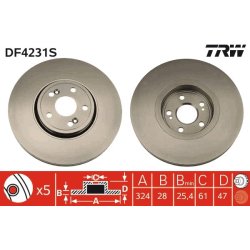 Brake Disc TRW DF4231S OE Ref 82 00 242 318
