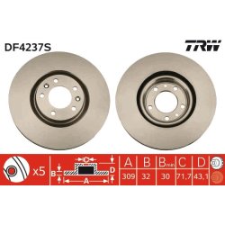 Brake Disc TRW DF4237S OE Ref 4246 V5