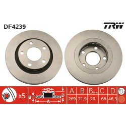 Brake Disc TRW DF4239 OE Ref 4D0 615 601 B