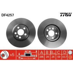 Brake Disc TRW DF4257 OE Ref 4249 H7