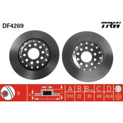Brake Disc TRW DF4269 OE Ref 4E0 615 601 K