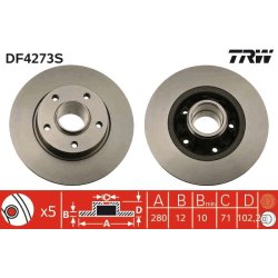 Disque de frein TRW DF4273S pour NISSAN, VAUXHALL, RENAULT, référence d'origine 43206-00Q0D TRW