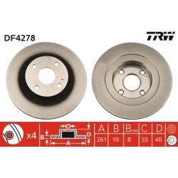 Brake Disc TRW DF4278 OE Ref B26Y-26-251