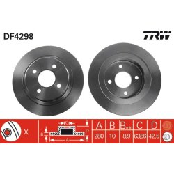 Brake Disc TRW DF4298 OE Ref 1M50-2A315-AA