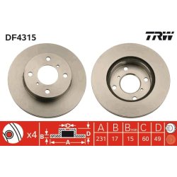 Brake Disc TRW DF4315 OE Ref 55311M75F00000