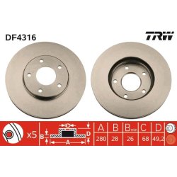 Brake Disc TRW DF4316 OE Ref 40206-8H300