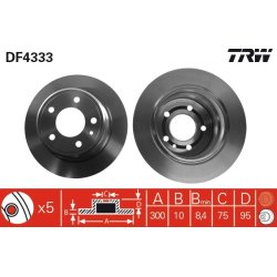 Disque de frein TRW DF4333 pour BMW Série 5, référence d'origine 34211158576
