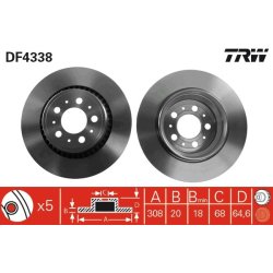 Brake Disc TRW DF4338 OE Ref 8624926