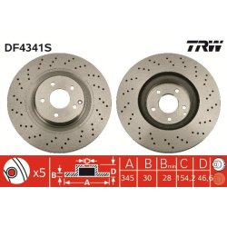 Brake Disc TRW DF4341S OE Ref A 203 421 09 12