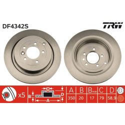 Brake Disc TRW DF4342S OE Ref SDB000643