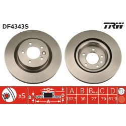 Brake Disc TRW DF4343S OE Ref SDB000614