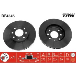 Brake Disc TRW DF4345 OE Ref MR475331