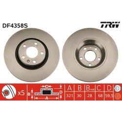 Brake Disc TRW DF4358S OE Ref 4F0 615 301 E